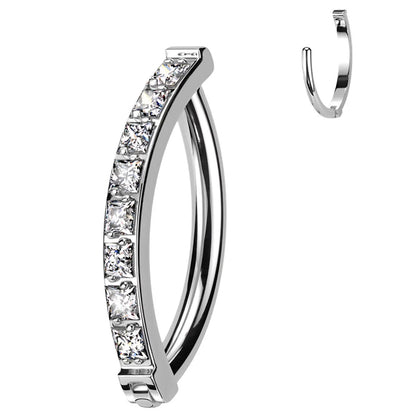 Titanium Hinged Belly Ring 14G 10mm with Square CZ - 4 Colors - photo 10