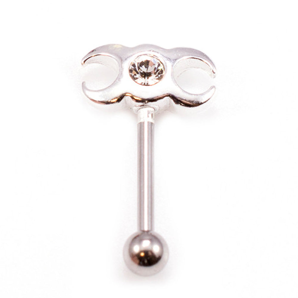 Surgical Steel 16 Gauge Eyebrow Barbell with CZ Triple Moon - photo 5