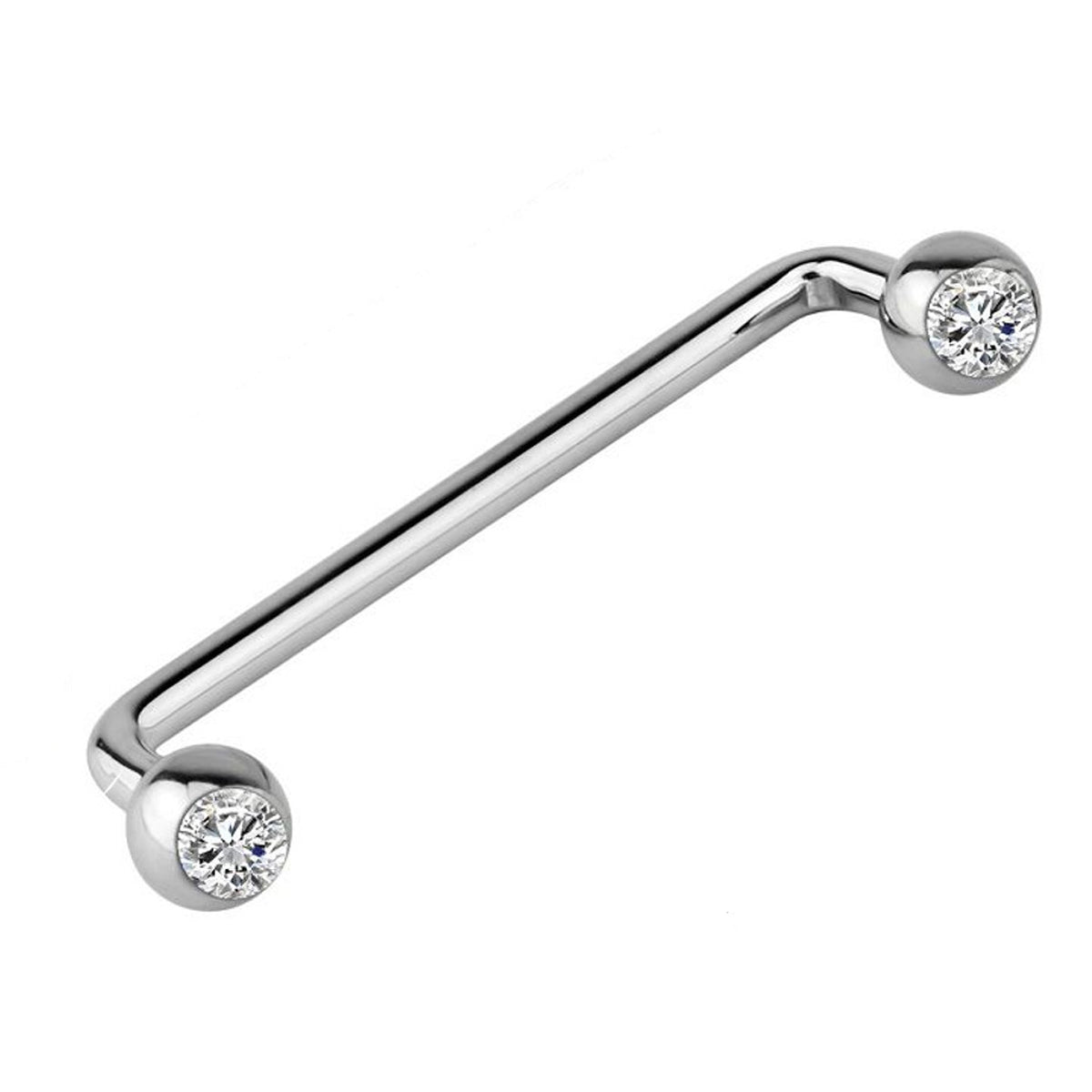 90 Degree Bent Surface Staple Barbells 14 Gauge Internally Threaded CZ