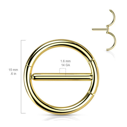Surgical Steel 14 Gauge Dual Hinged Nipple Shield Ring - Pair - photo 2
