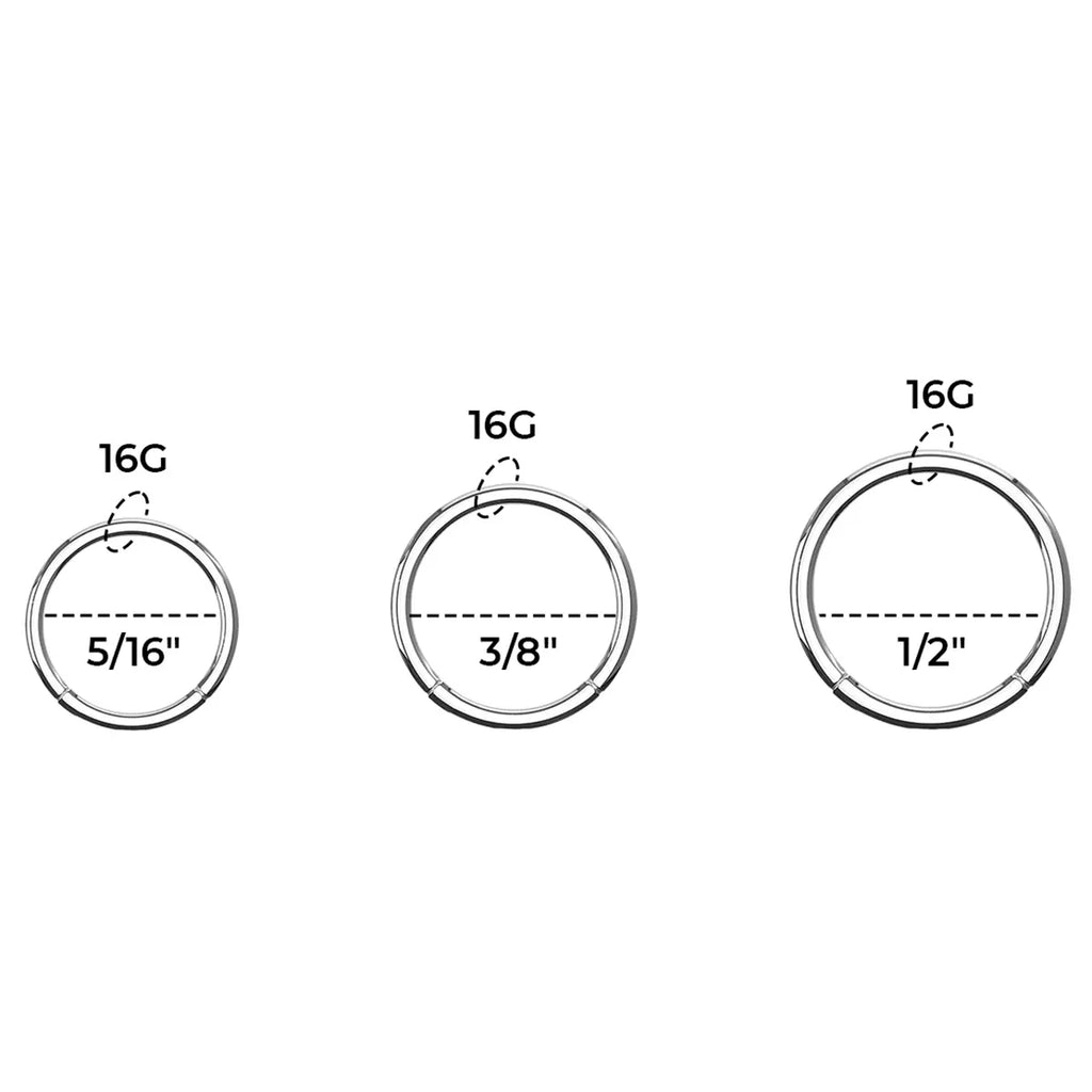 Titanium & Surgical Steel 14 to 16 Gauge Hinged Hoop Ring