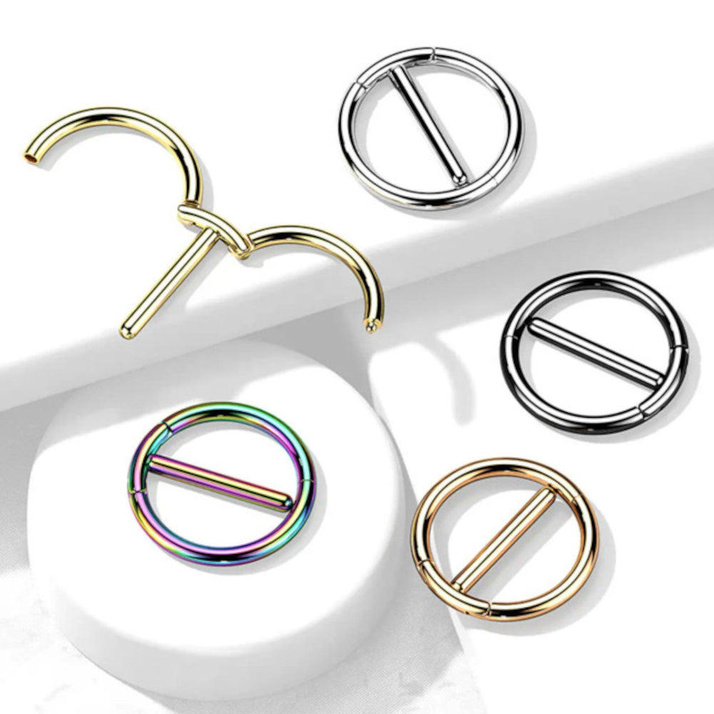 Surgical Steel 14 Gauge Dual Hinged Nipple Shield Ring - Pair - photo 5