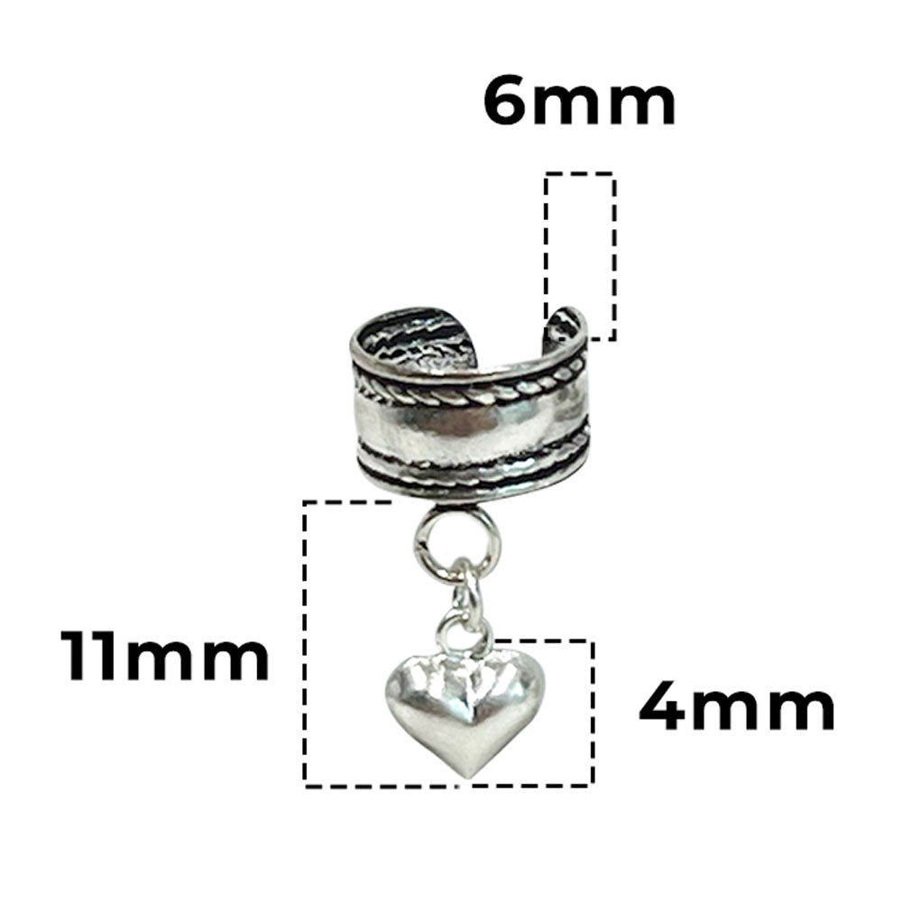 Sterling Silver Adjustable Ear Cuff with Dangle Heart - photo 5