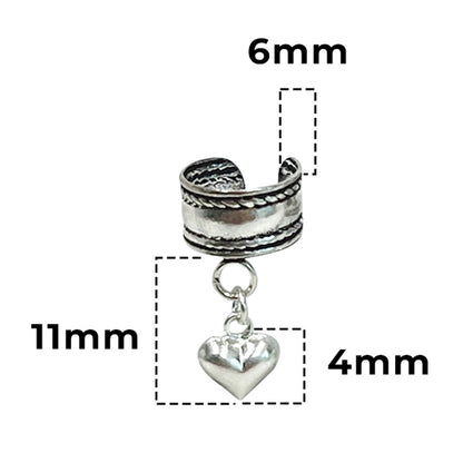 Sterling Silver Adjustable Ear Cuff with Dangle Heart - photo 5
