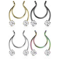 Surgical Steel Horseshoe CZ Fake Clip On Ring