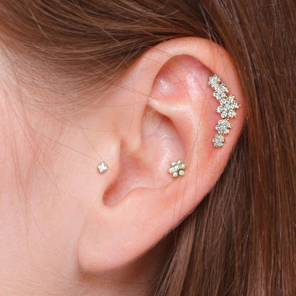 Surgical Steel Cluster Flower CZ Labret Studs 16G 8mm - 3 Pack - photo 5