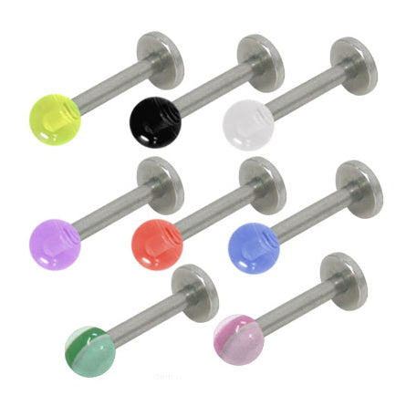 Acrylic 14 Gauge Internally Threaded UV Labret Stud with Ball