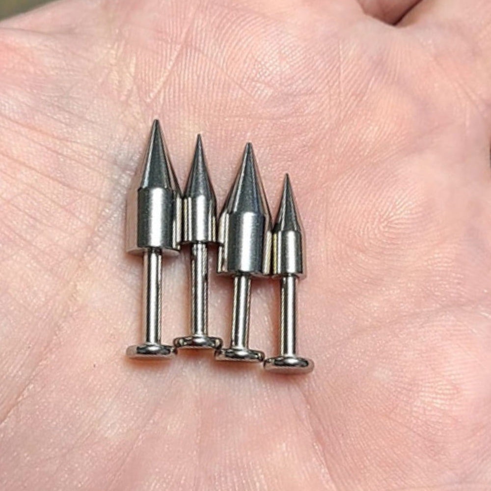 Surgical Steel 12 Gauge Labret Stud Spike with Long Bead Cone