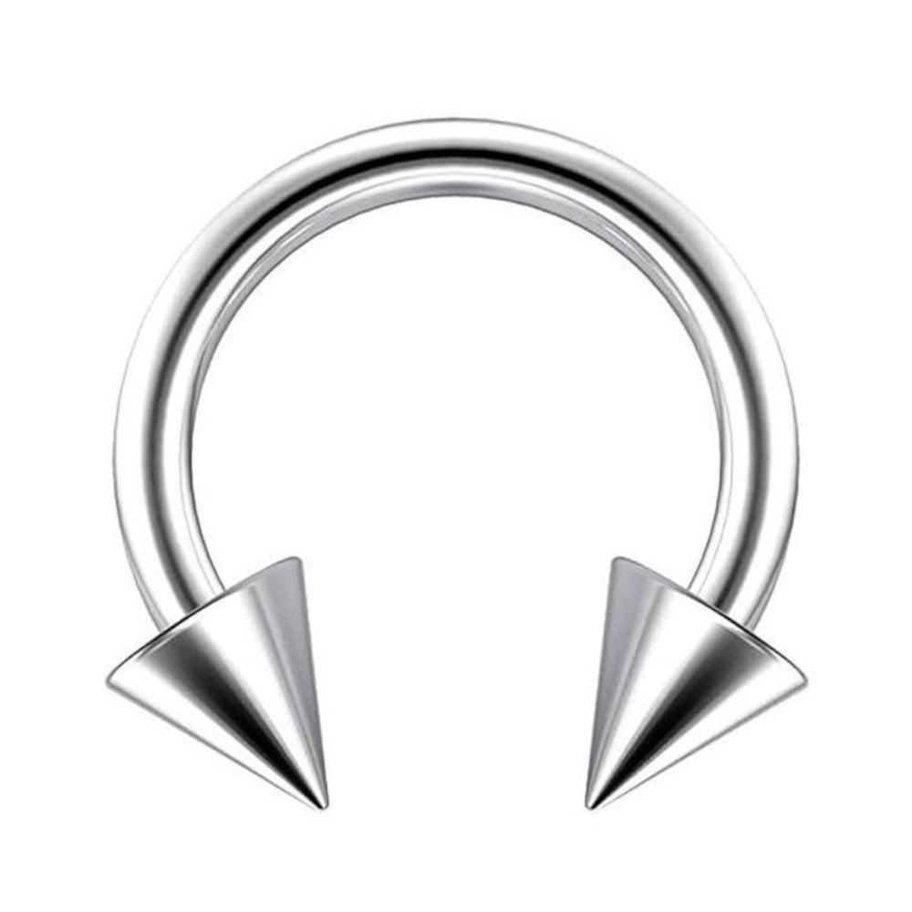 Surgical Steel 16 Gauge Horseshoe Circular Barbell Spike with Cone