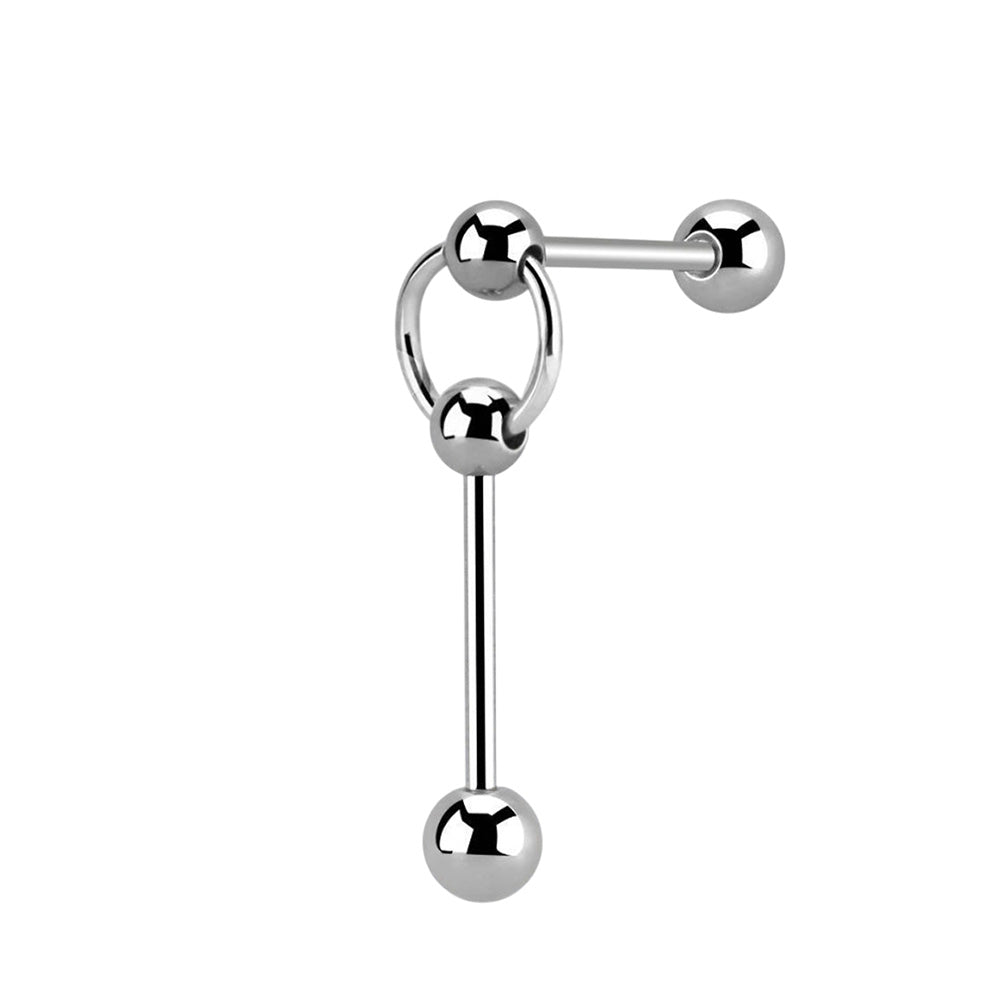 Surgical Steel 14 Gauge Connected Ring Industrial Barbell