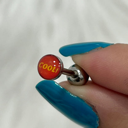 Surgical Steel 14 Gauge Tongue Barbell with Cool! Logo Top - photo 3
