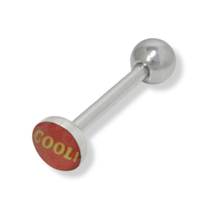 Surgical Steel 14 Gauge Tongue Barbell with Cool! Logo Top