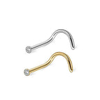 Surgical Steel 20 Gauge Bezel CZ Nose Studs - Pair