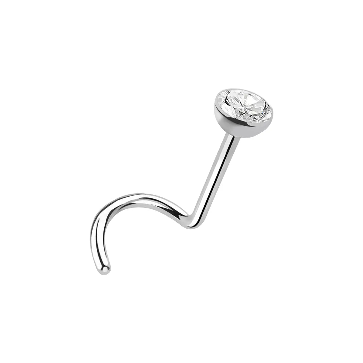 Titanium Corkscrew Nose Ring 18 & 20 Gauge 6mm with CZ - photo 10