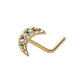 Surgical Steel 20 Gauge Crescent Moon CZ L Shaped Nose Stud