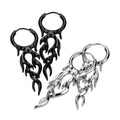 Surgical Steel 18 Gauge Dangling Flame Huggie Hoops - Pair