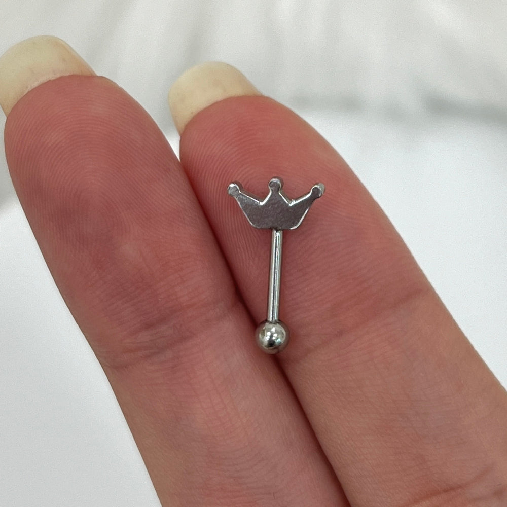 Surgical Steel 16 Gauge Curved Eyebrow Barbell with Crown - photo 4