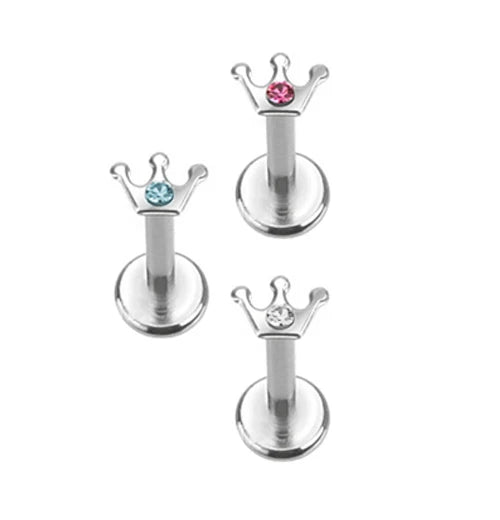 Surgical Steel 16 Gauge Labret Stud with CZ Crown