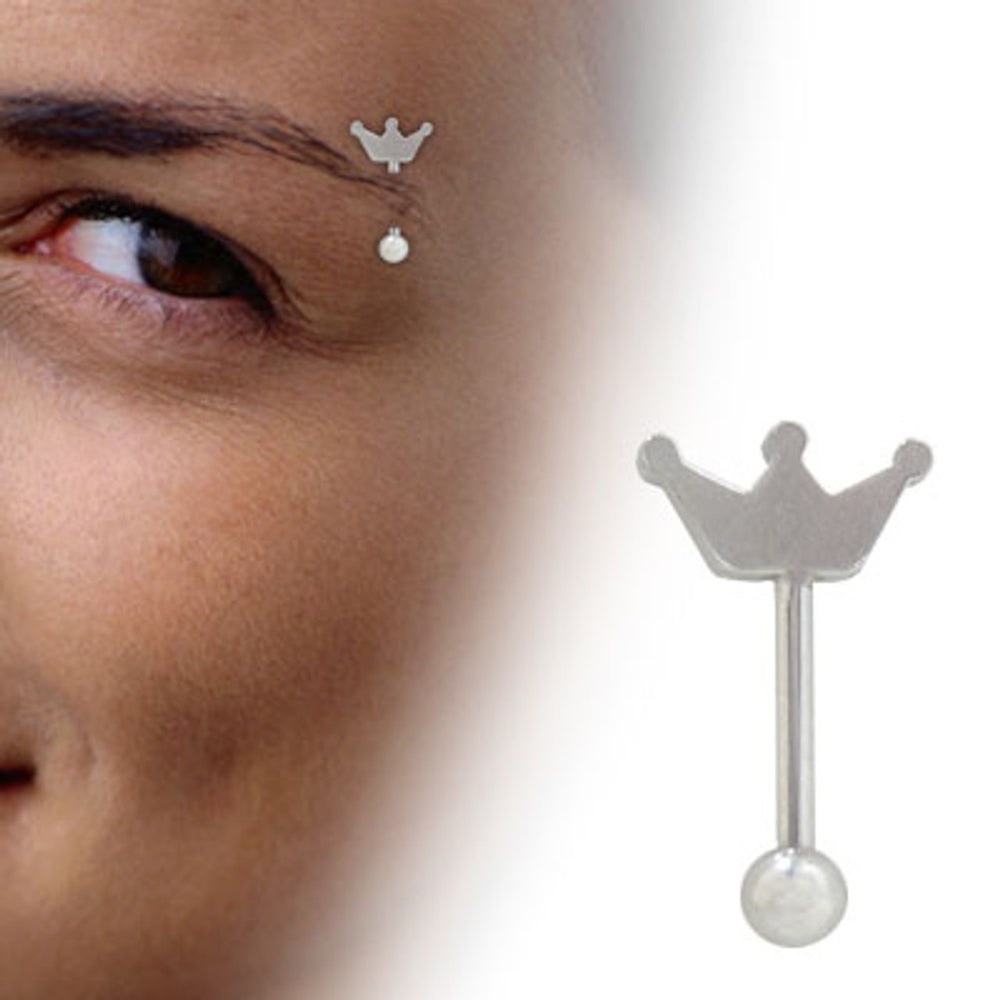 Surgical Steel 16 Gauge Curved Eyebrow Barbell with Crown