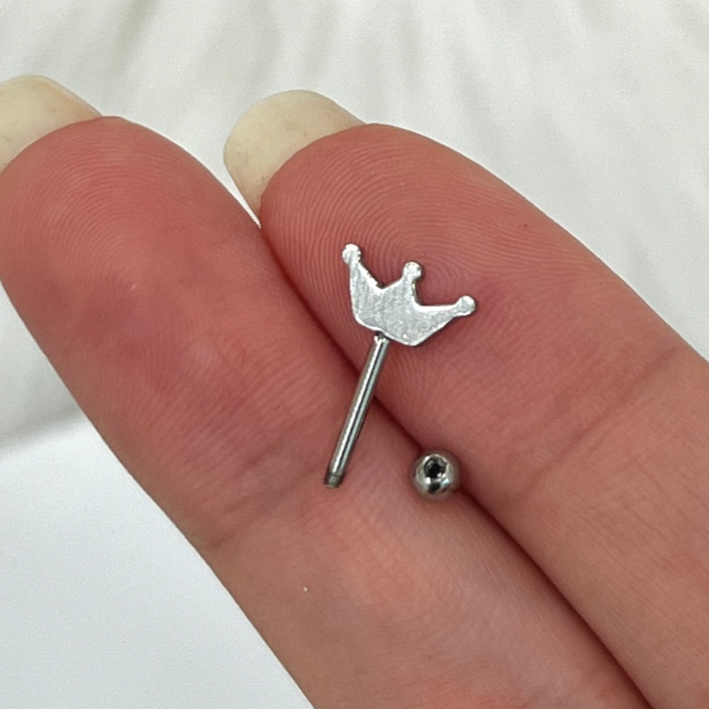 Surgical Steel 16 Gauge Curved Eyebrow Barbell with Crown - photo 3