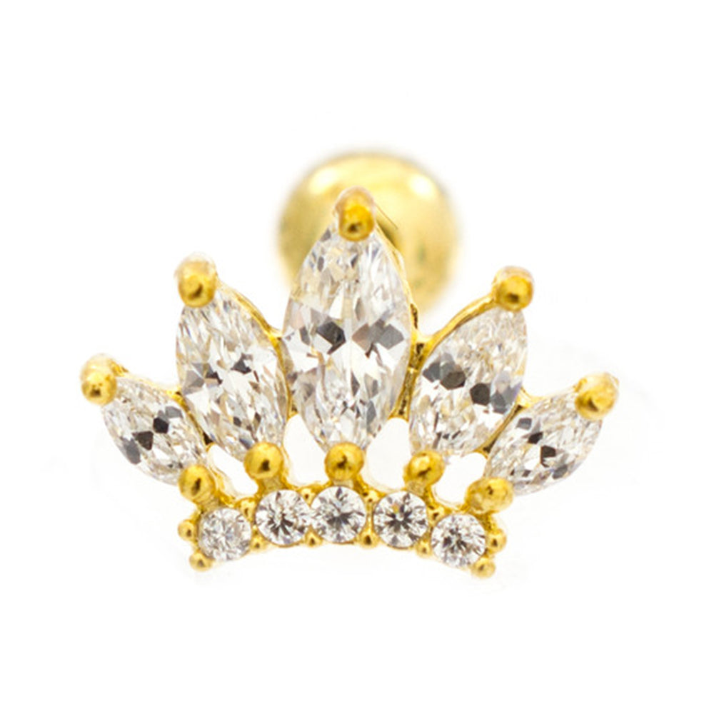Surgical Steel 16 Gauge Cartilage Barbell with Marquise CZ Crown - photo 2