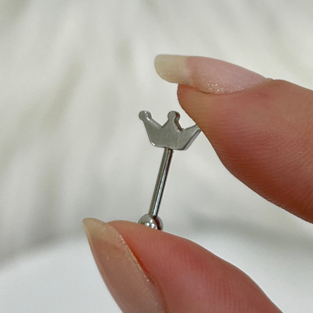 Surgical Steel 16 Gauge Curved Eyebrow Barbell with Crown - photo 2