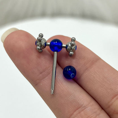 Surgical Steel 14 Gauge Tongue Barbell with Blue CZ Spinner Tickler - photo 5