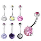 Surgical Steel 14 Gauge Crystal CZ Belly Button Ring