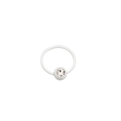 Surgical Steel 16 Gauge PVD White CZ Captive Bead Ring - 12mm
