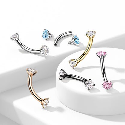 Titanium Curved Barbell 16G 8mm with 3mm CZ Crystal - photo 4