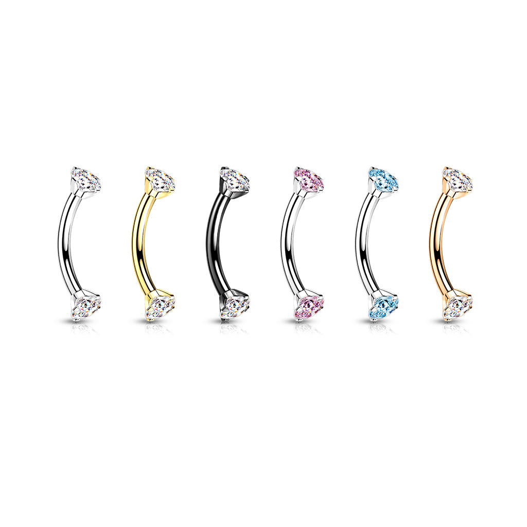 Titanium Curved Barbell 16G 8mm with 3mm CZ Crystal