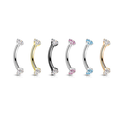 Titanium Curved Barbell 16G 8mm with 3mm CZ Crystal