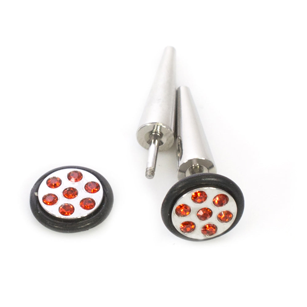 Surgical Steel 16 Gauge Fake Taper Ear Gauges with CZ - Pair - photo 2
