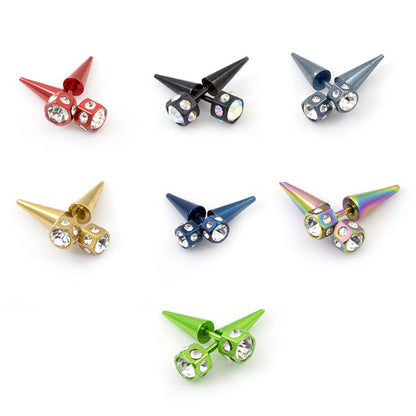Surgical Steel 16 Gauge Crystal CZ Fake Taper Ear Gauges - Pair