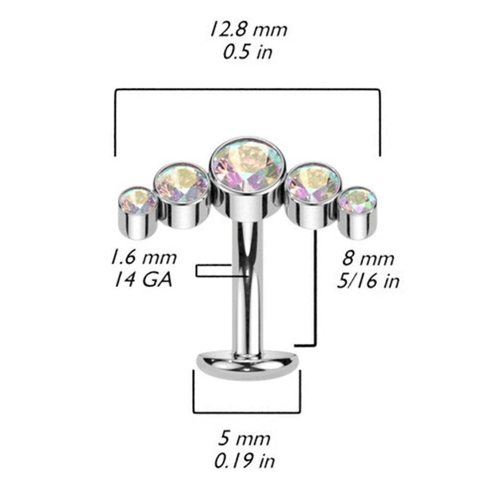 Titanium 14 Gauge Reversed CZ Floating Belly Ring Convex Base