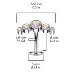 Titanium 14 Gauge Reversed CZ Floating Belly Ring Convex Base