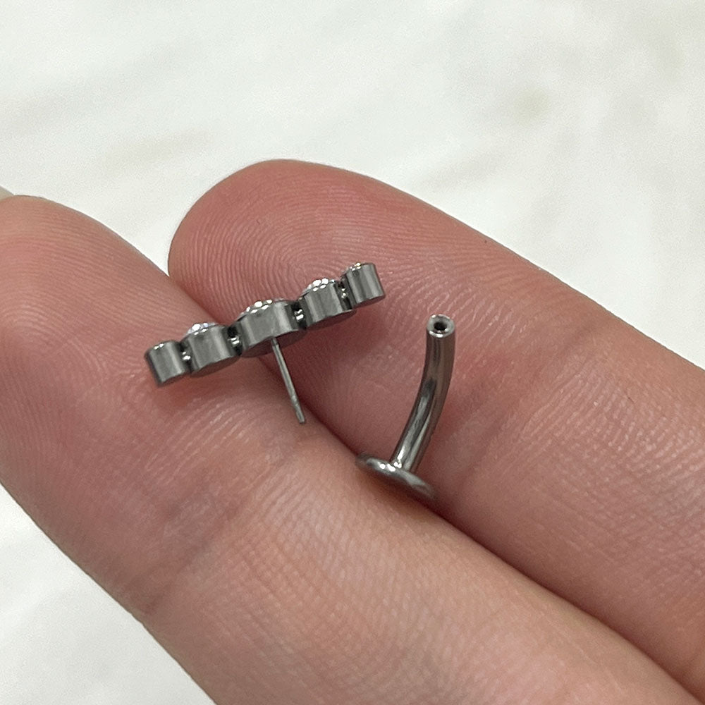 Titanium 14 Gauge Reversed CZ Floating Belly Ring Convex Base