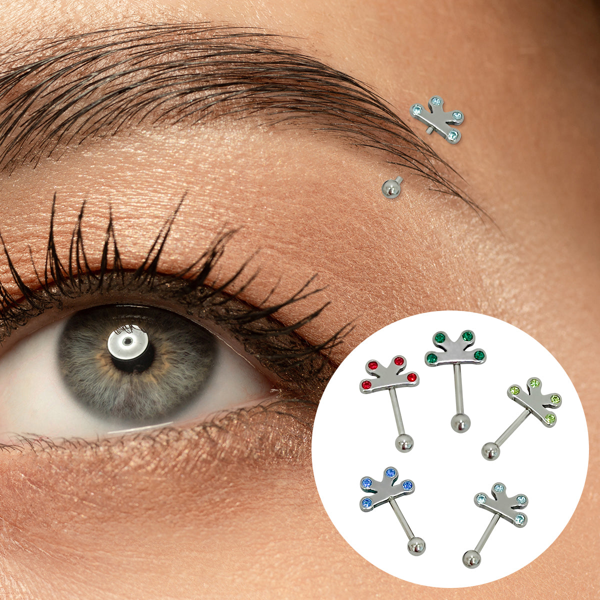 Surgical Steel 16 Gauge Straight Eyebrow Barbell with CZ Flower - photo 2
