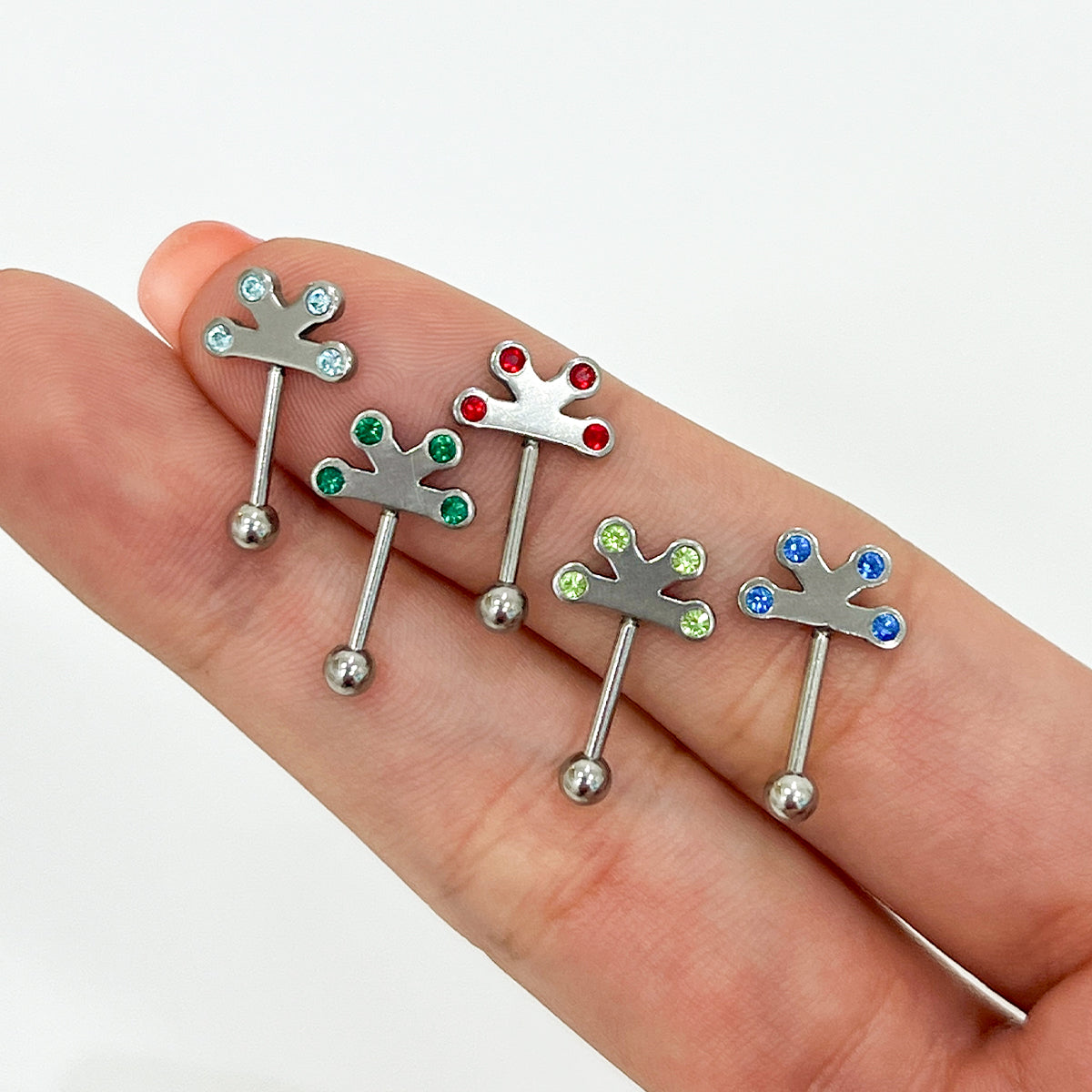 Surgical Steel 16 Gauge Straight Eyebrow Barbell with CZ Flower - photo 3