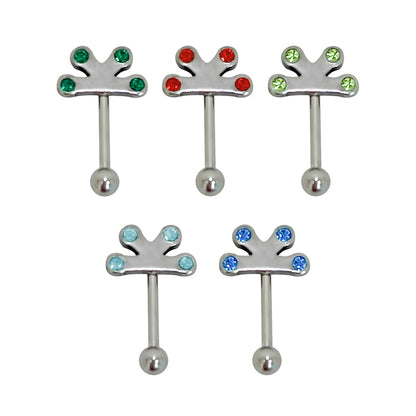 Surgical Steel 16 Gauge Straight Eyebrow Barbell with CZ Flower