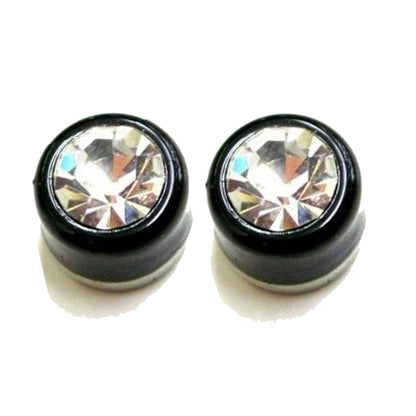 Surgical Steel Black PVD CZ Magnetic Earrings - Pair