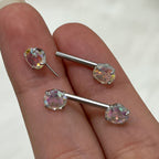 Surgical Steel 14 Gauge Threadless Nipple Barbell with Prong CZ - Pair - photo 3