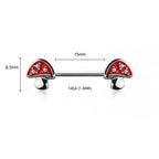 Surgical Steel 14 Gauge CZ Mushroom Nipple Barbell - Pair