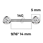 14 Karat Solid Gold Nipple Ring Barbell 14 Gauge Threadless - Pair - Kruelty - Photo 5