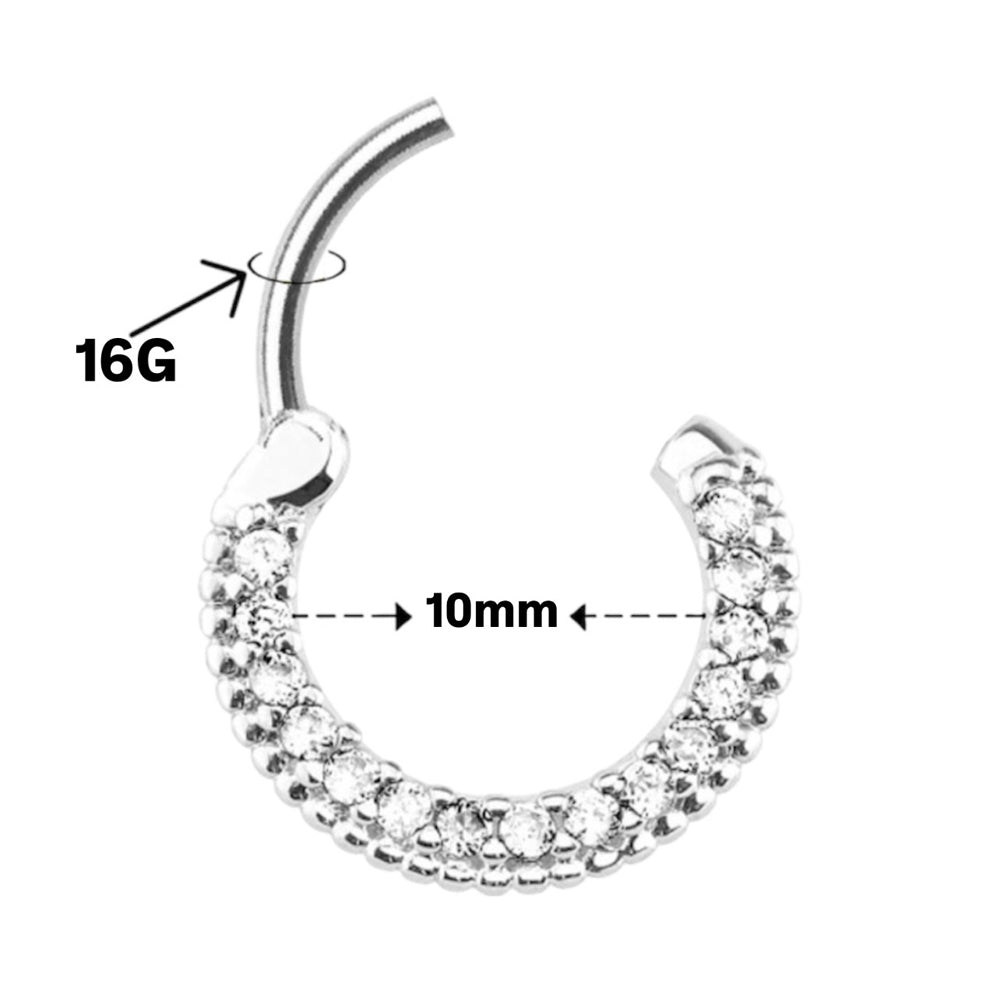 Surgical Steel 16 Gauge Septum Clicker Hoop with Paved CZ - photo 2