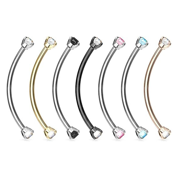 Surgical Steel Snake Eye Curved Barbell 16G 14mm with 3mm CZ