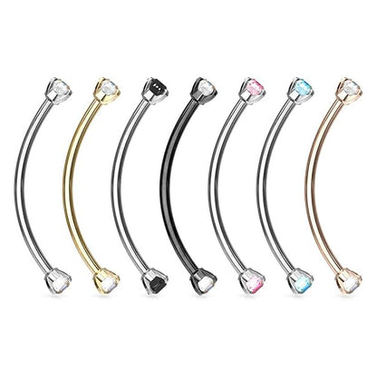 Surgical Steel Snake Eye Curved Barbell 16G 14mm with 3mm CZ