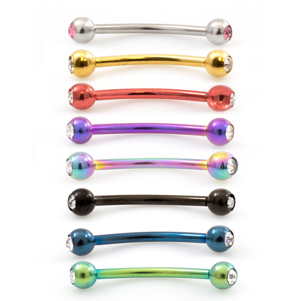 Surgical Steel 16 Gauge Tongue Barbell with CZ Snake Eyes Crystal