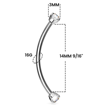 Surgical Steel Snake Eye Curved Barbell 16G 14mm with 3mm CZ - photo 2