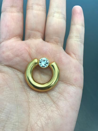 IP Gold Surgical Steel 12 to 2 Gauge Crystal Captive Ring - photo 2